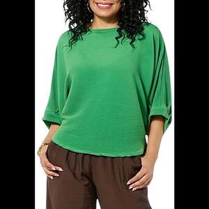 Lloyd Boston Women's Easy Luxury Banded Dolman Sleeve Top Green - Regular